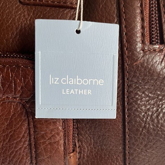 NWT Liz Claiborne Shoulder Caramel Brown Leather Satchel Purses - Picture 3 of 7
